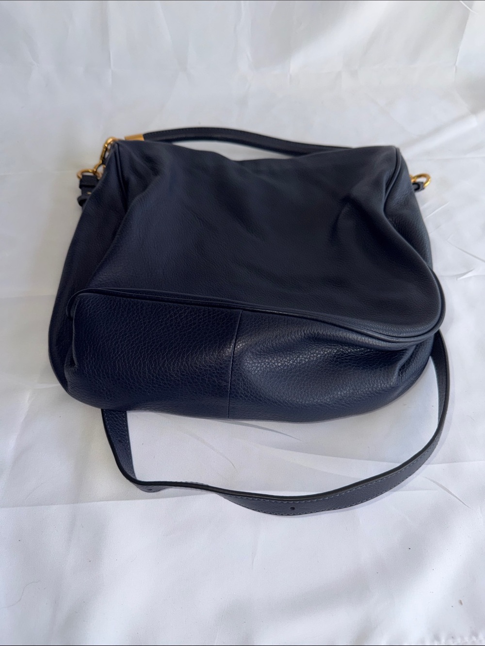 Marc by Marc Jacobs Navy Leather Crossbody Hobo with Gold Hardware - Picture 2 of 5